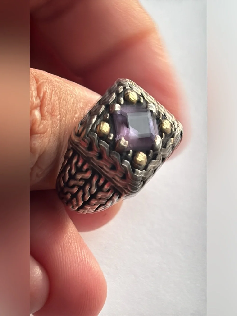 18k Gold & Sterling Silver Amethyst Ring
